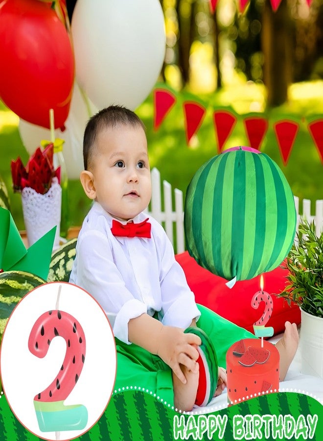 ElekFX Watermelon Number 2 Candle, Watermelon Birthday Decorations, Cute Cake Topper for Baby Girl Boy 2nd Birthday & Fruit Party - Image 4